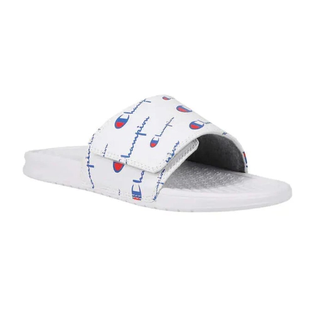 NEW Champion Men's Adjustable Velcro Strap Logo Print Slide Sandals Flip Flops